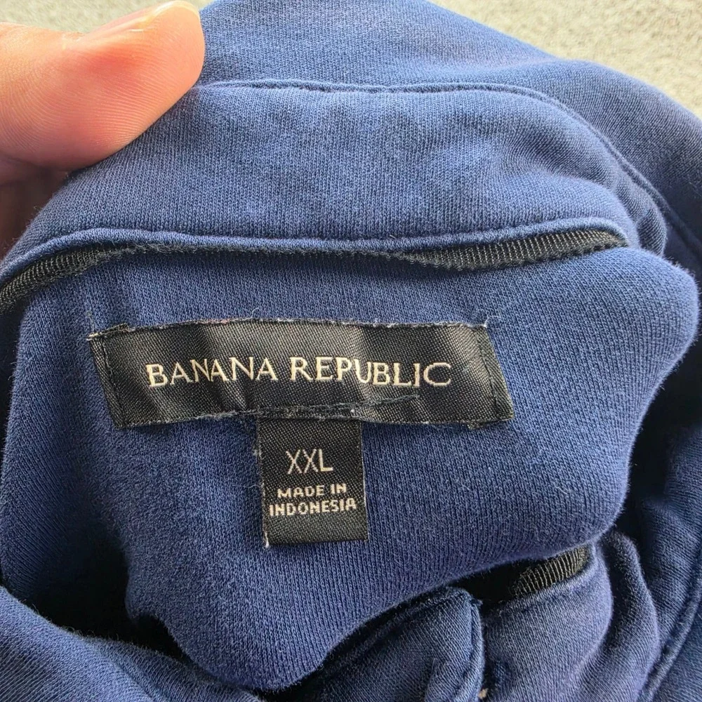 Banana Republic Polo Shirt Mens XXL Navy Blue Short Sleeve Cotton Jersey Adult